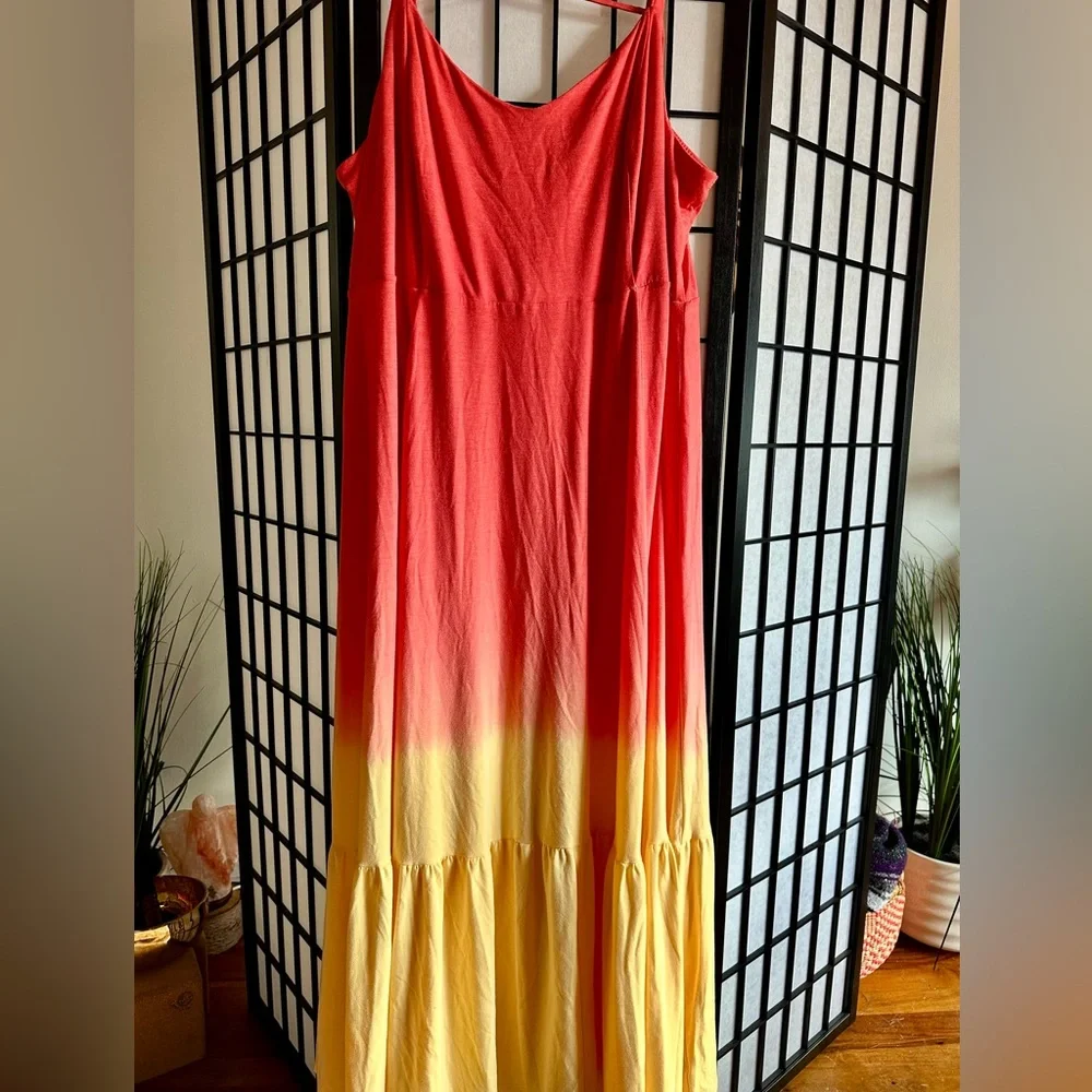 Torrid Coral Yellow Ombre Maxi Dress | Size 4 | Jersey Knit - Picture 5 of 5